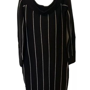 NWT pin stripped black sweater dress